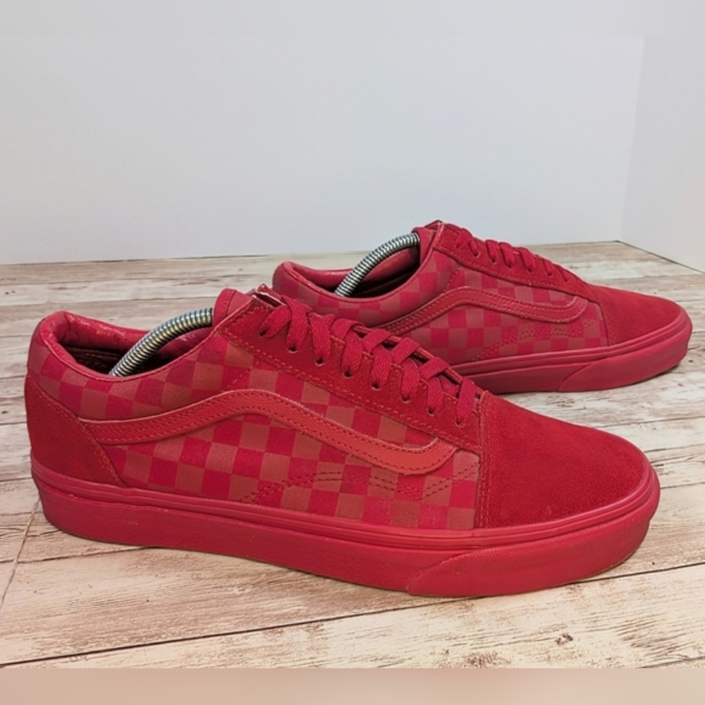 Vans Old Skool Tonal Red Checkered Sneakers Men's 11
